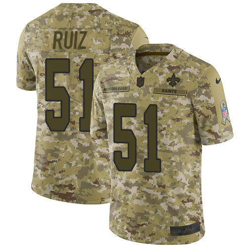 Nike Saints #51 Cesar Ruiz Camo Youth Stitched NFL Limited 2018 Salute To Service Jersey